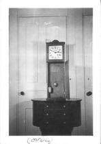 SA0638 - Clock by Isaac Youngs dated 1840. Identified on the back., Winterthur Shaker Photograph and Post Card Collection 1851 to 1921c